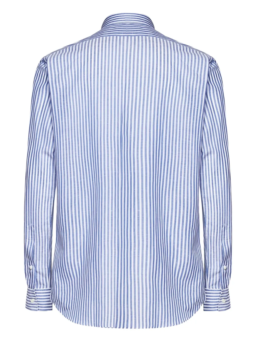 Franzese Collection Vertical Stripe Shirt In Clear Blue Cotton-linen Blend In Blue