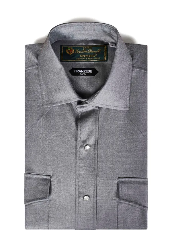 FRANZESE COLLECTION - yoke patch-pocket shirt - men - Virgin Wool - 43 - Grey FRANZESE COLLECTION - yoke patch-pocket shirt - men - Virgin Wool - 43 - Grey