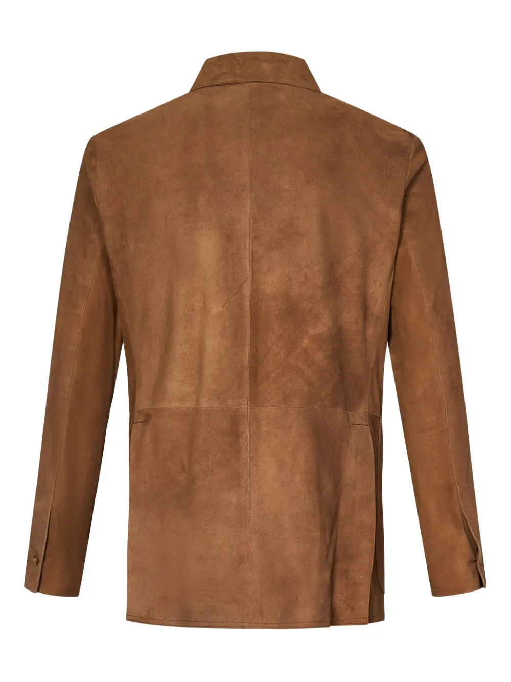 FRANZESE COLLECTION Suède blazer met puntige revers en dubbele rij knopen Bruin