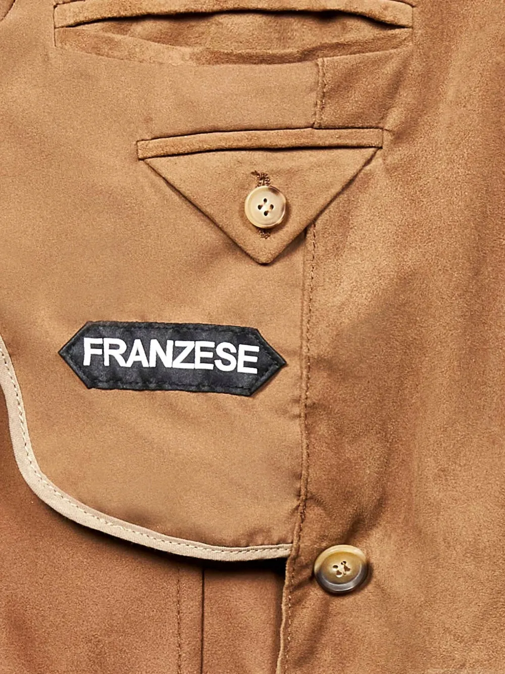 FRANZESE COLLECTION Suède blazer met puntige revers en dubbele rij knopen Bruin