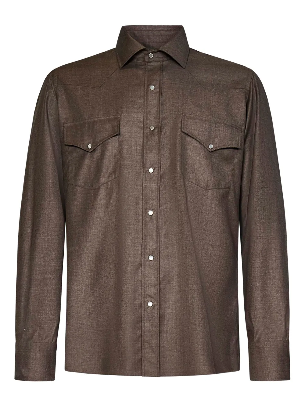 FRANZESE COLLECTION yoke flap-pocket shirt - Marrone