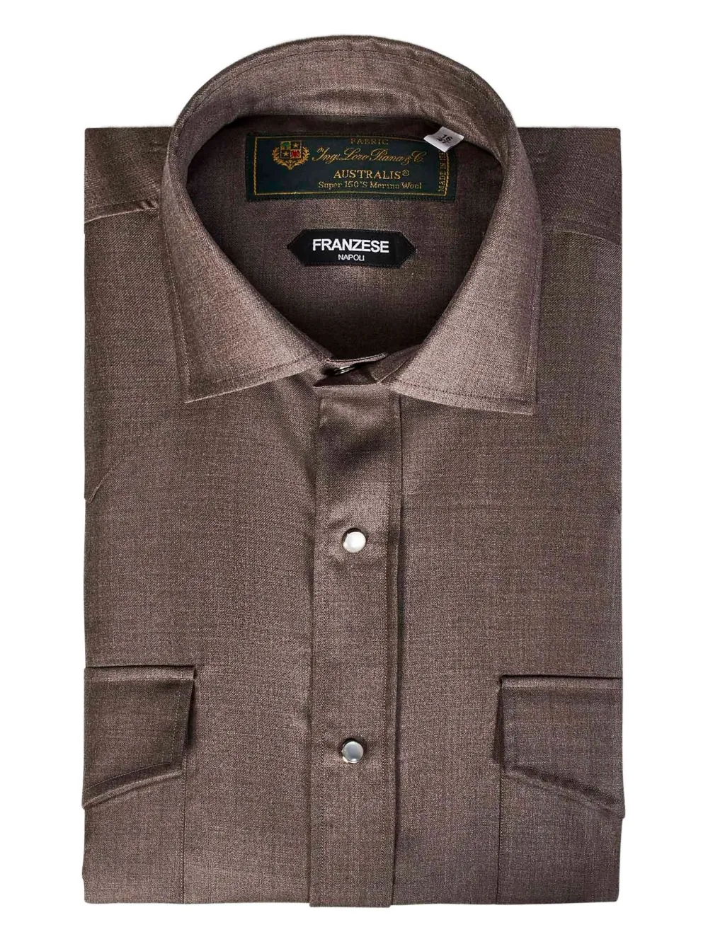 FRANZESE COLLECTION Yoke overhemd met klepzak Bruin