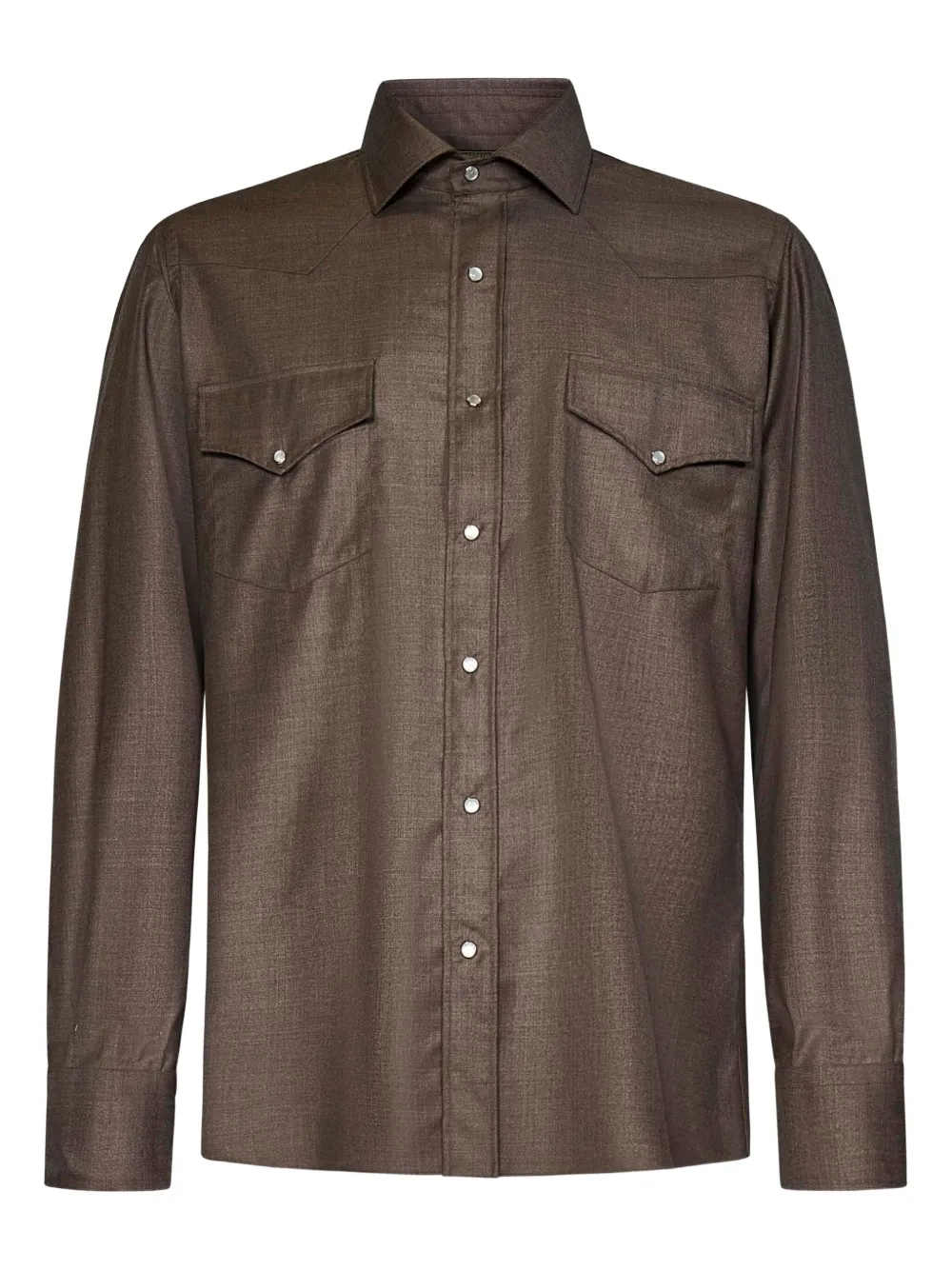 FRANZESE COLLECTION Yoke overhemd met klepzak Bruin