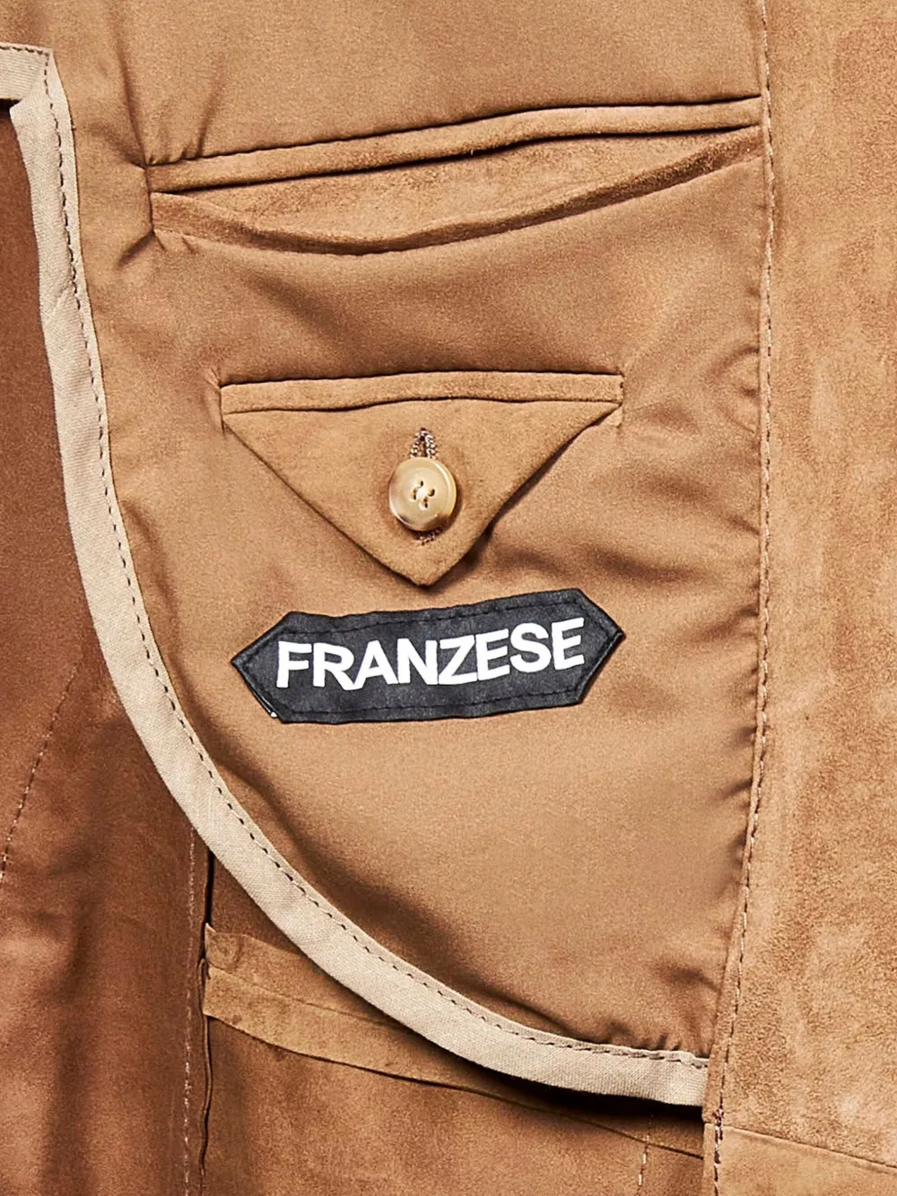 FRANZESE COLLECTION Leren jack met opgestikte zak en sjaalkraag Bruin