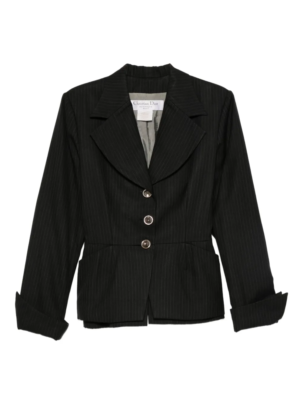Christian Dior Pre-Owned 2000s Bar pinstriped blazer - ブラック Christian Dior Pre-Owned 2000s Bar pinstriped blazer - ブラック