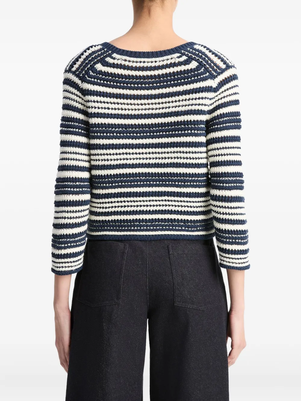 Vince Striped Textured Cardigan In Multi