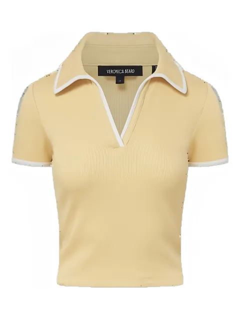 Veronica Beard contrast-piping ribbed top