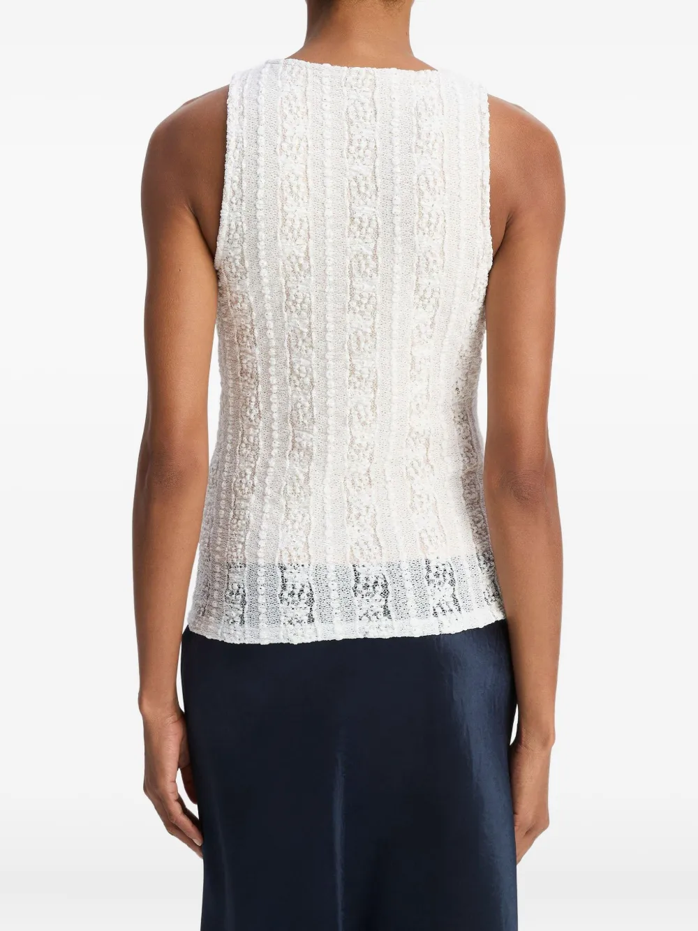 Vince Gebreide top met textuur en hoge hals Wit