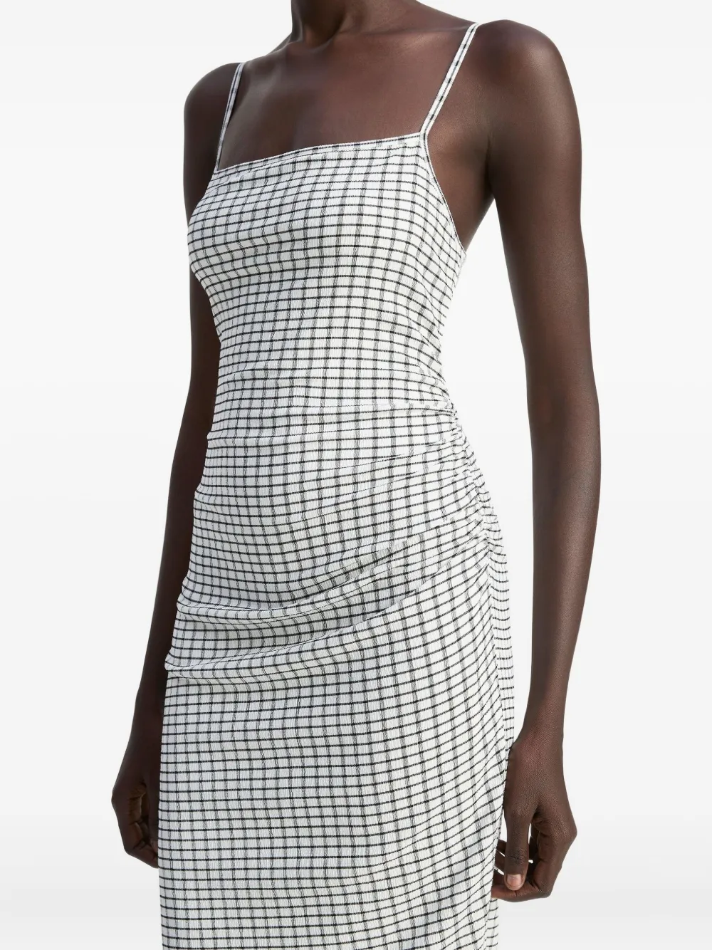 Vince checked side-rouche dress | White | Image 1