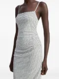 Vince checked side-rouche dress - White