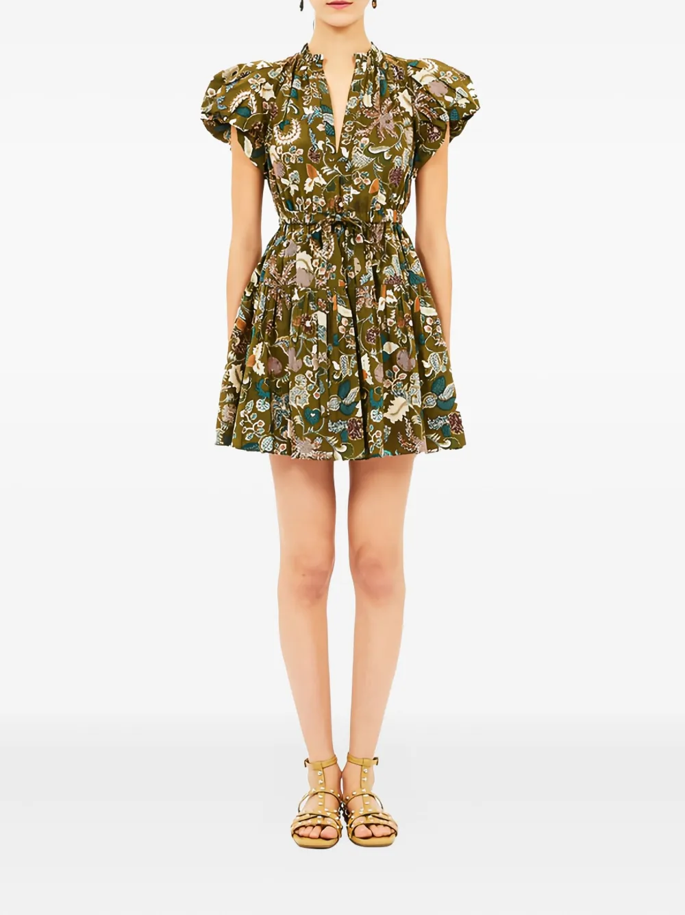 Ulla Johnson Izel puff-sleeve floral mini dress - Groen