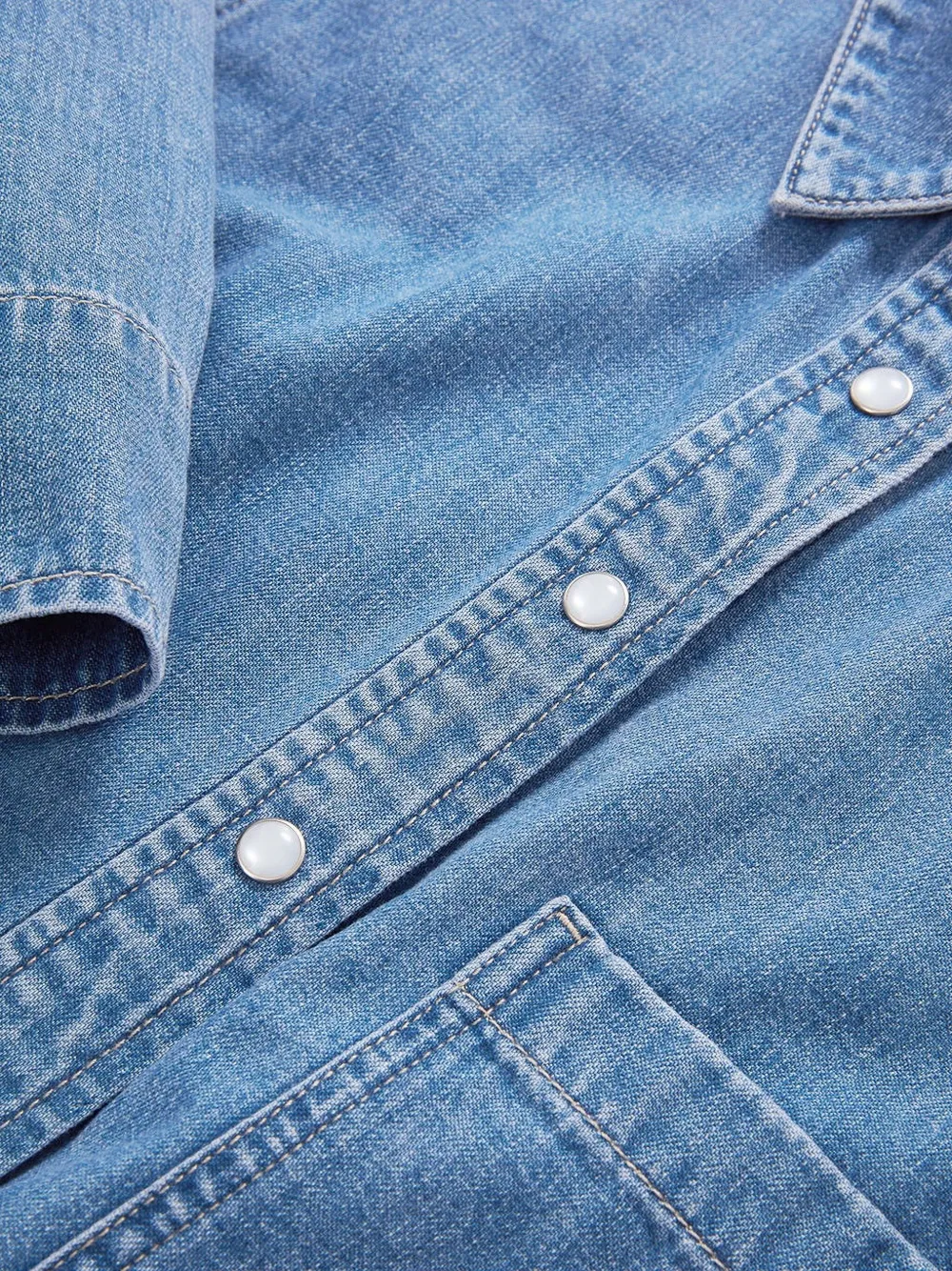 Veronica Beard Denim Short-sleeve Shirt In Blue