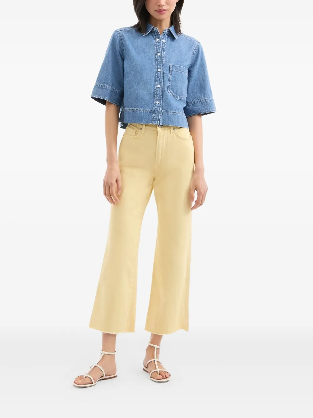 Veronica Beard denim short-sleeve shirt - Blauw