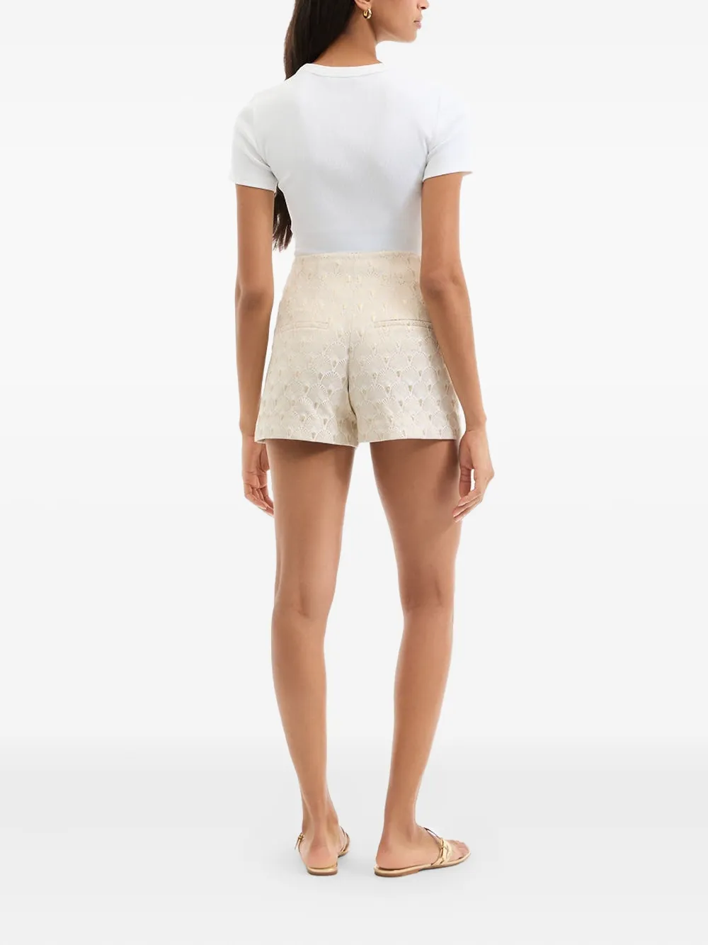 Veronica Beard Jazmin shorts met waaierpatroon Beige