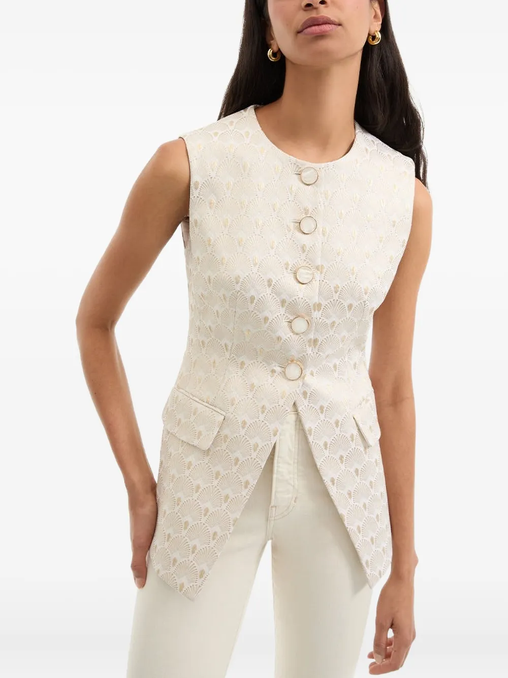 Veronica Beard Lois Button-fastening Waistcoat In Neutral