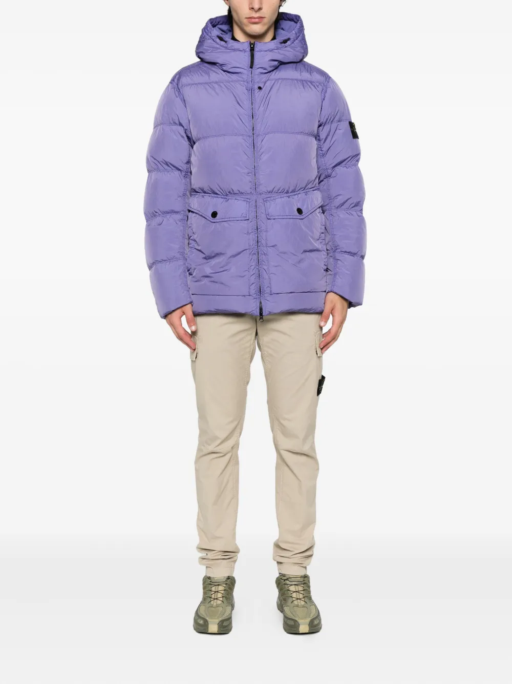 Stone Island hooded quilted jacket Paars