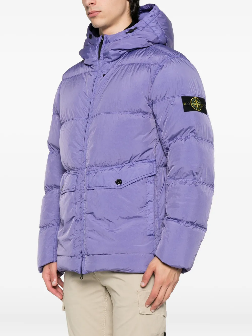 Stone Island hooded quilted jacket Paars