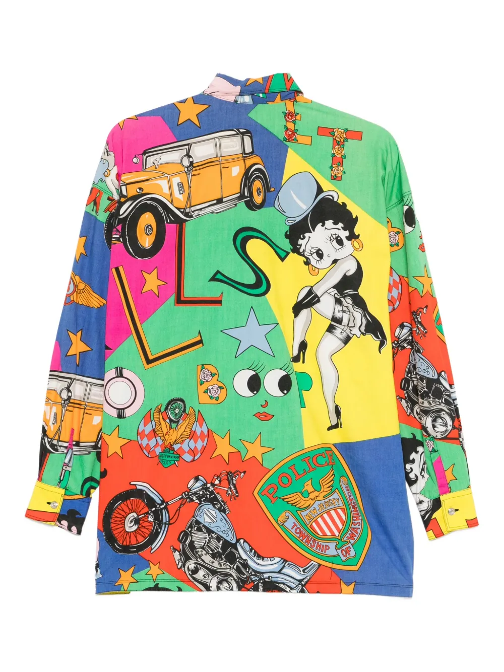 Pre-owned Versace X Harley Davidson X Betty Boop 2000s Printed Shirt In Blue