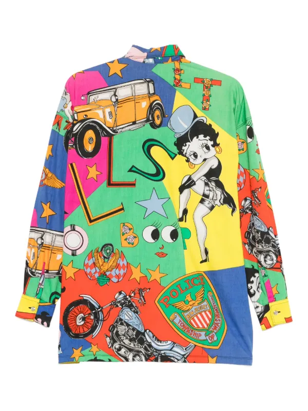 VERSACE 長袖 シャツ BETTY BOOP ベティちゃん ハーレー Vintage 1990's Original “versace” Pop Art Betty Boop HD
