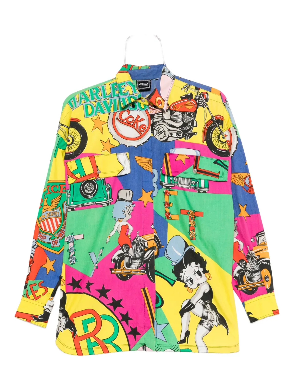 Pre-owned Versace X Harley Davidson X Betty Boop 2000s Printed Shirt In Blue
