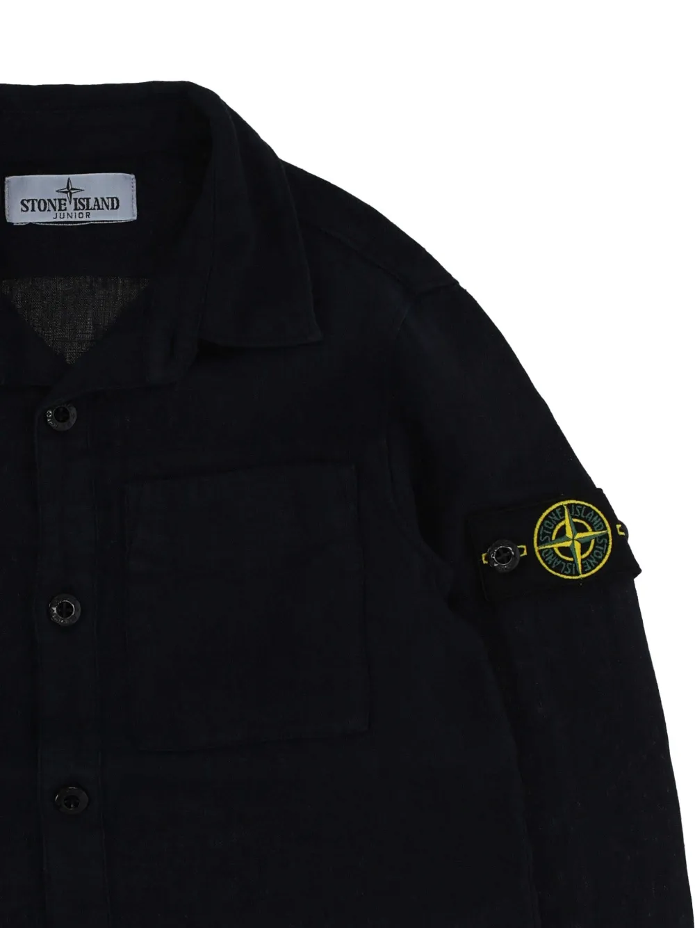 Stone Island Junior patch-pocket linen shirt Blauw