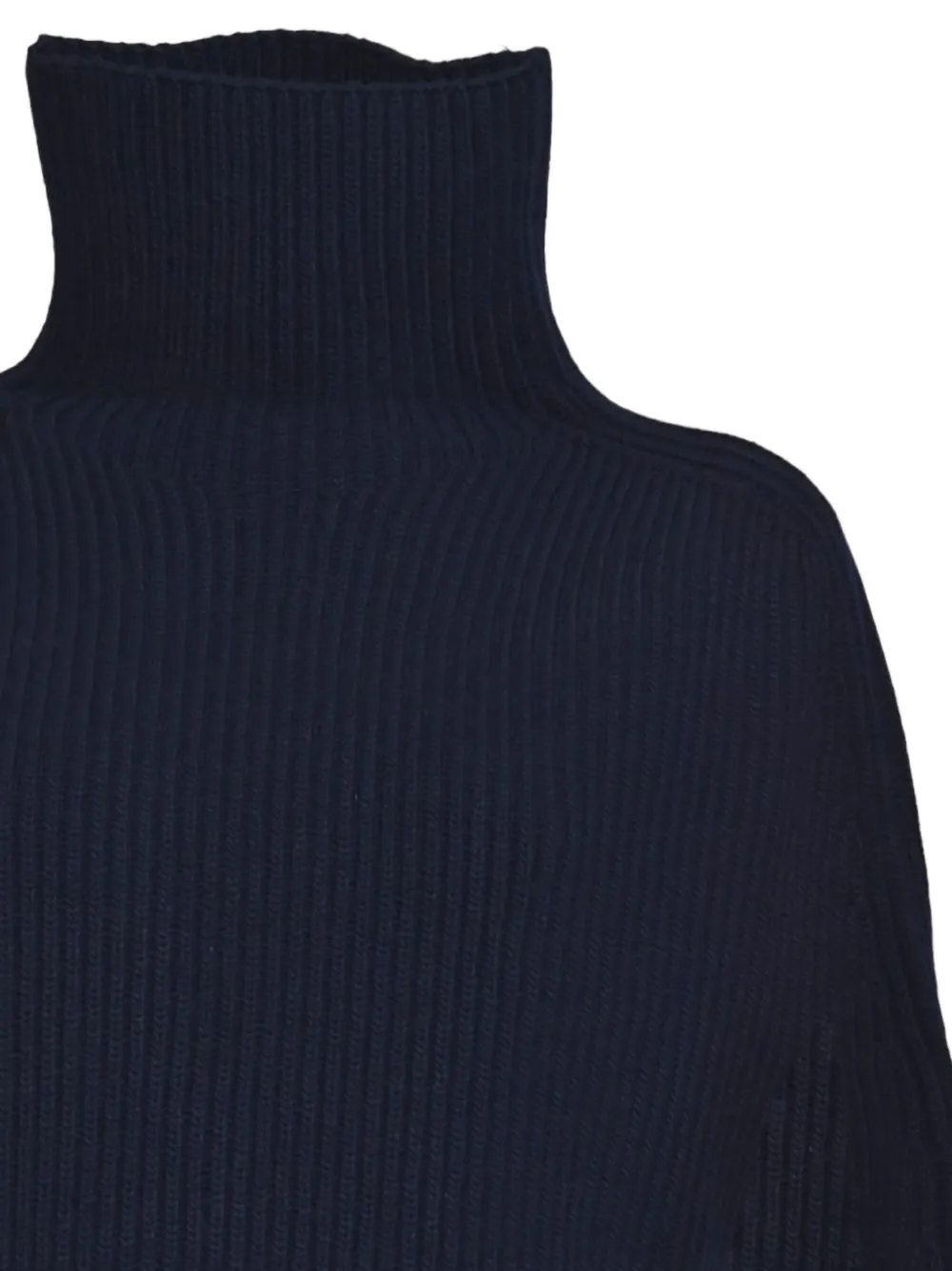Jil Sander Ribbed Knit Cape Sweater In Blue