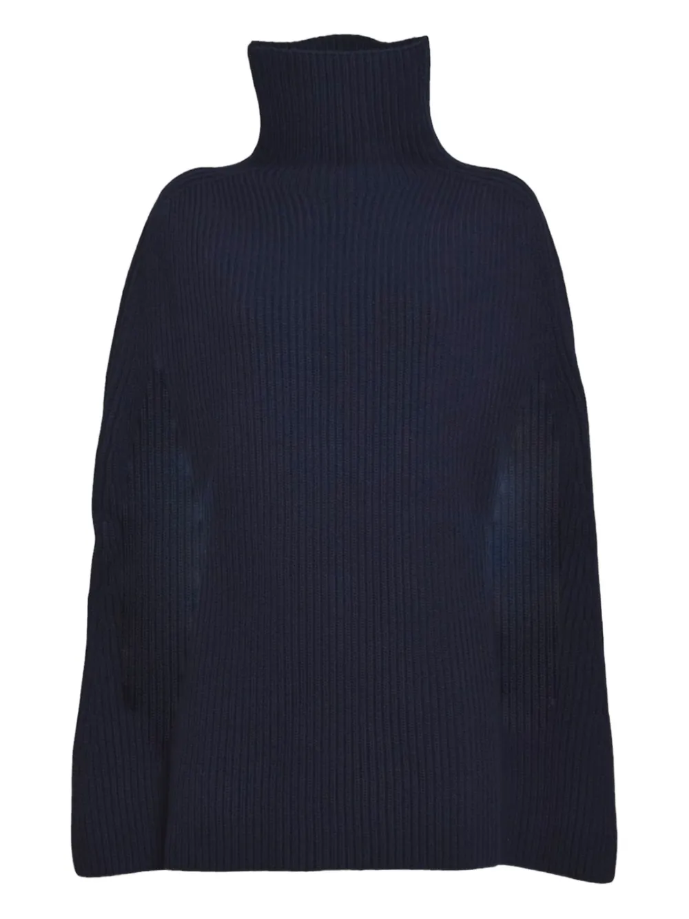 Jil Sander Roll-neck Ribbed Cape In Blue