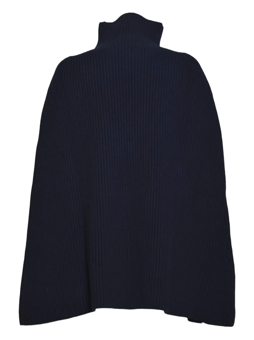 Jil Sander Ribbed Knit Cape Sweater In Blue