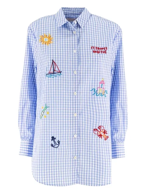 MC2 Saint Barth Kids gingham embroidered shirt