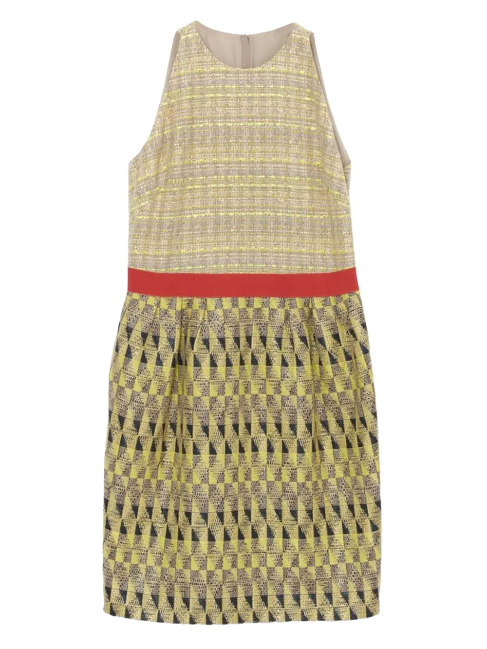 Giambattista Valli geometric-pattern tweed dress - イエロー Giambattista Valli geometric-pattern tweed dress - イエロー