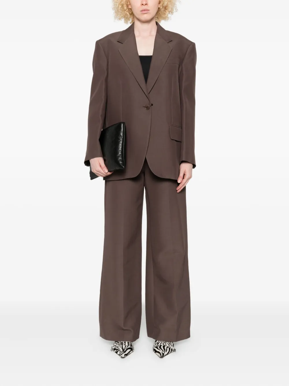 Weekend Max Mara Single-button Dropped-shoulder Blazer In Brown