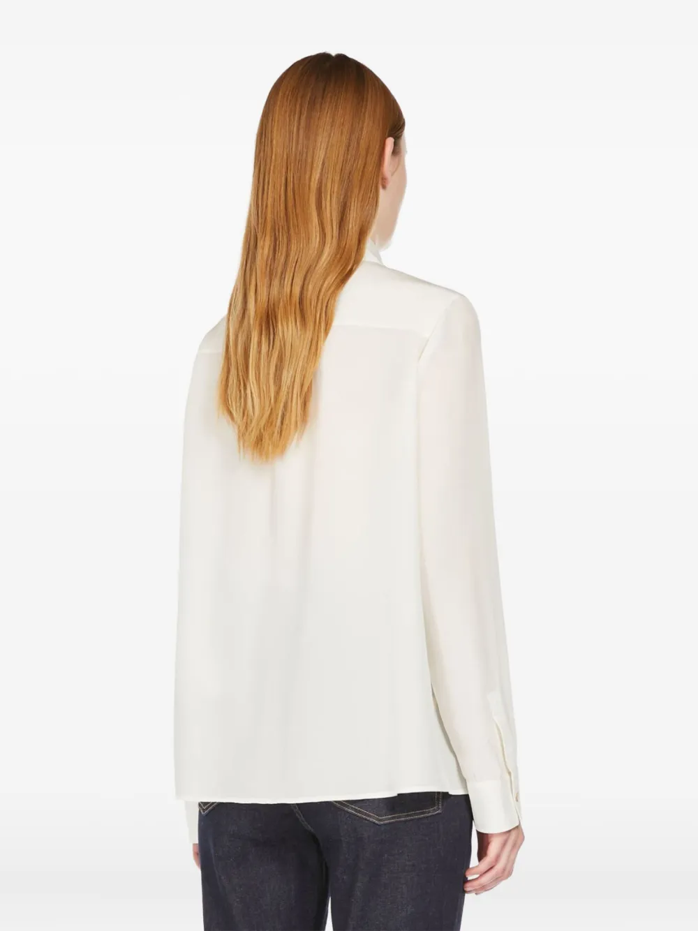 Weekend Max Mara Blouse met puntkraag en gesmockte manchetten Wit