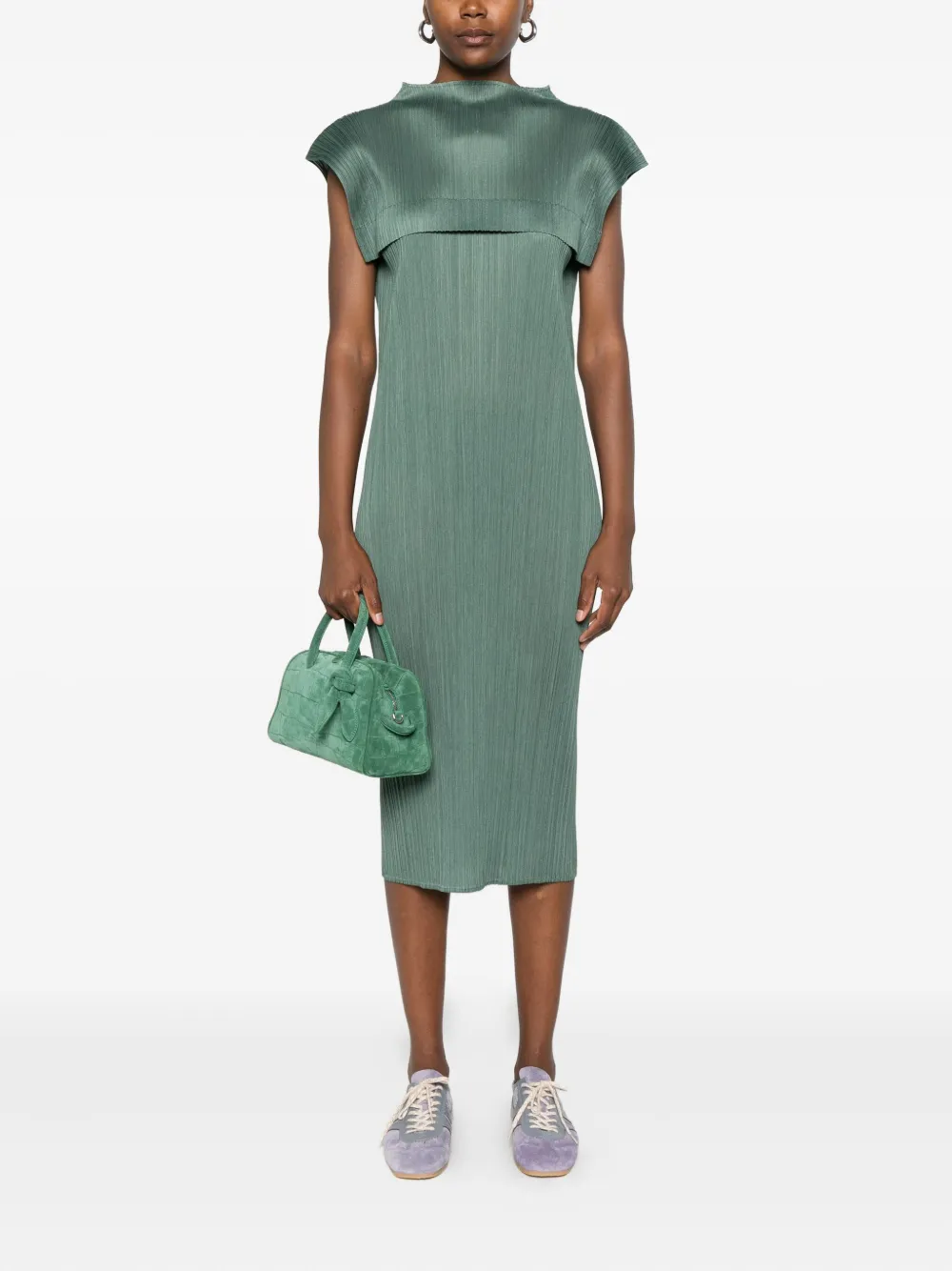 Pleats Please Issey Miyake Geplooide jurk - Groen