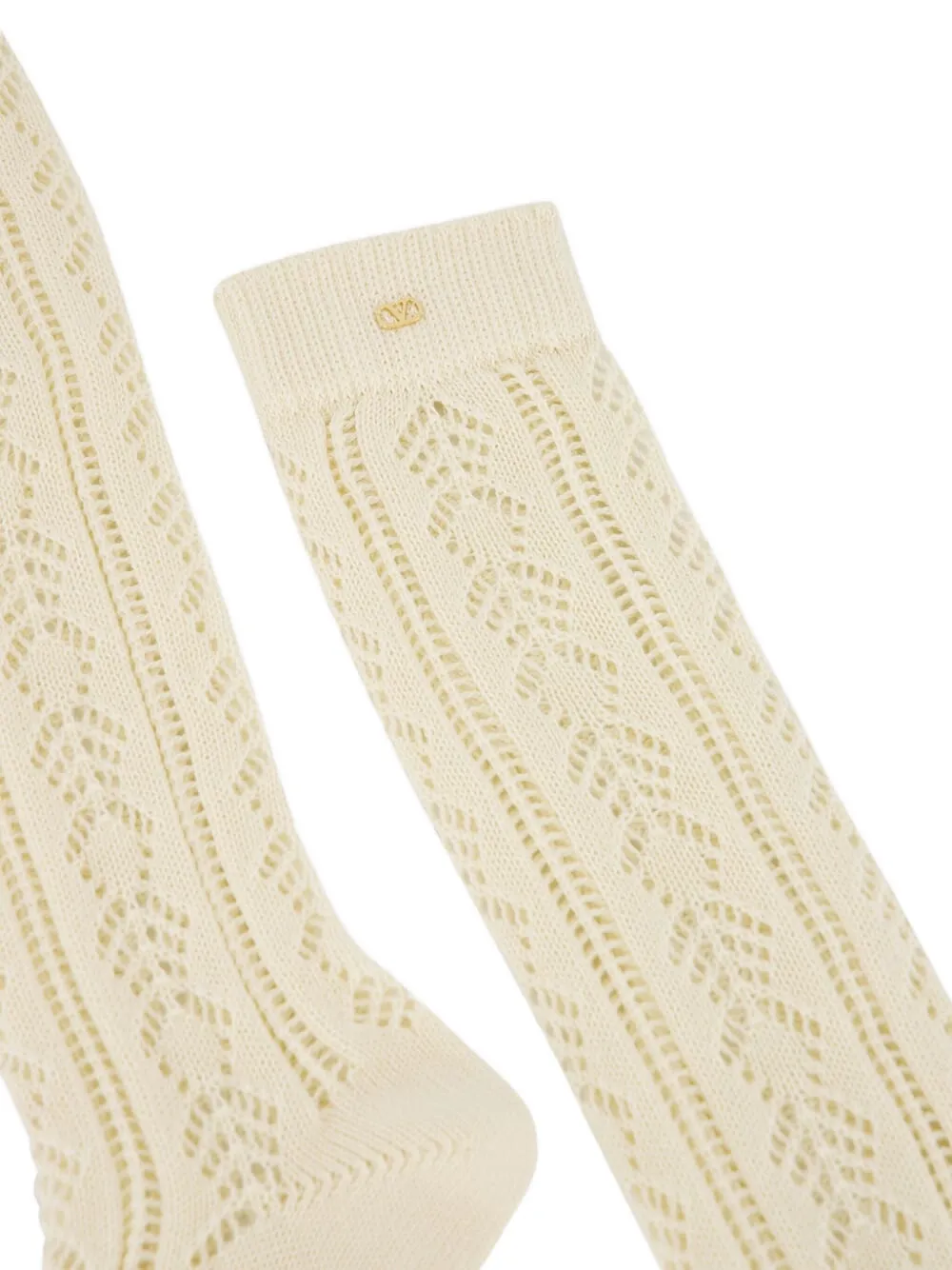 Valentino Garavani Kabelgebreide kniekousen Beige
