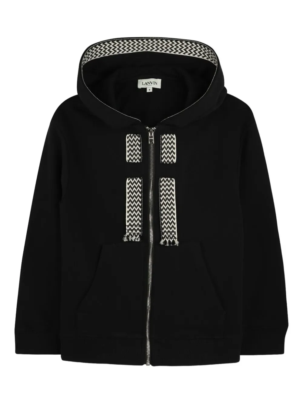 Lanvin Enfant zip-front drawstring hoodie Zwart