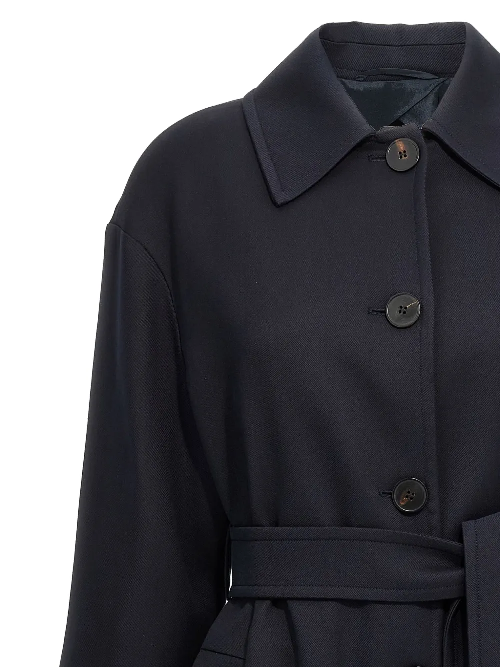 Max Mara Ide jas met enkele rij knopen en ceintuur Blauw