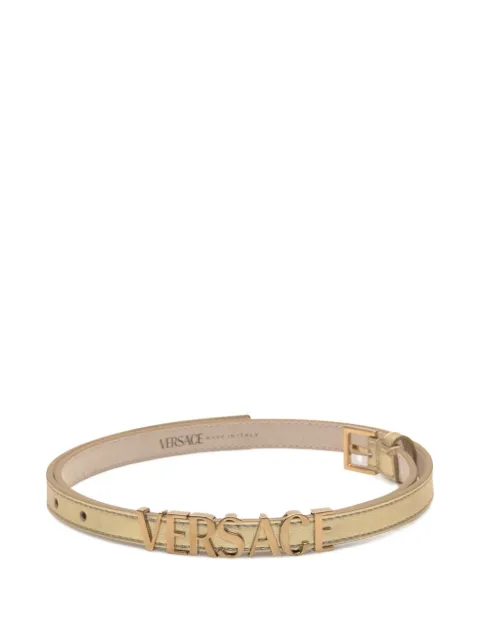 Versace logo-plaque leather belt