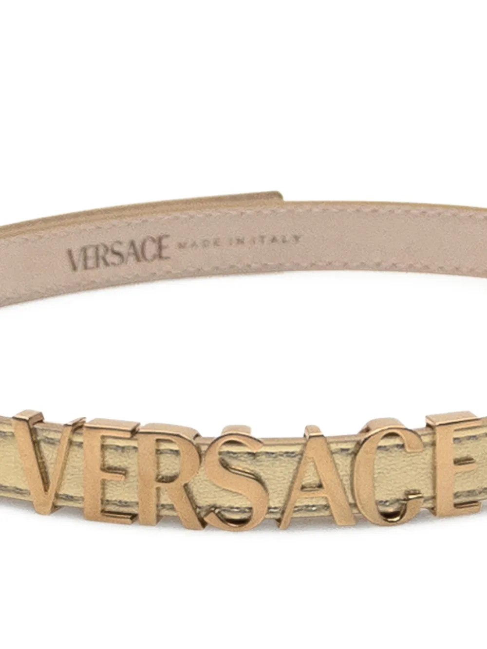 Versace Leren riem met logoplakkaat - Geel