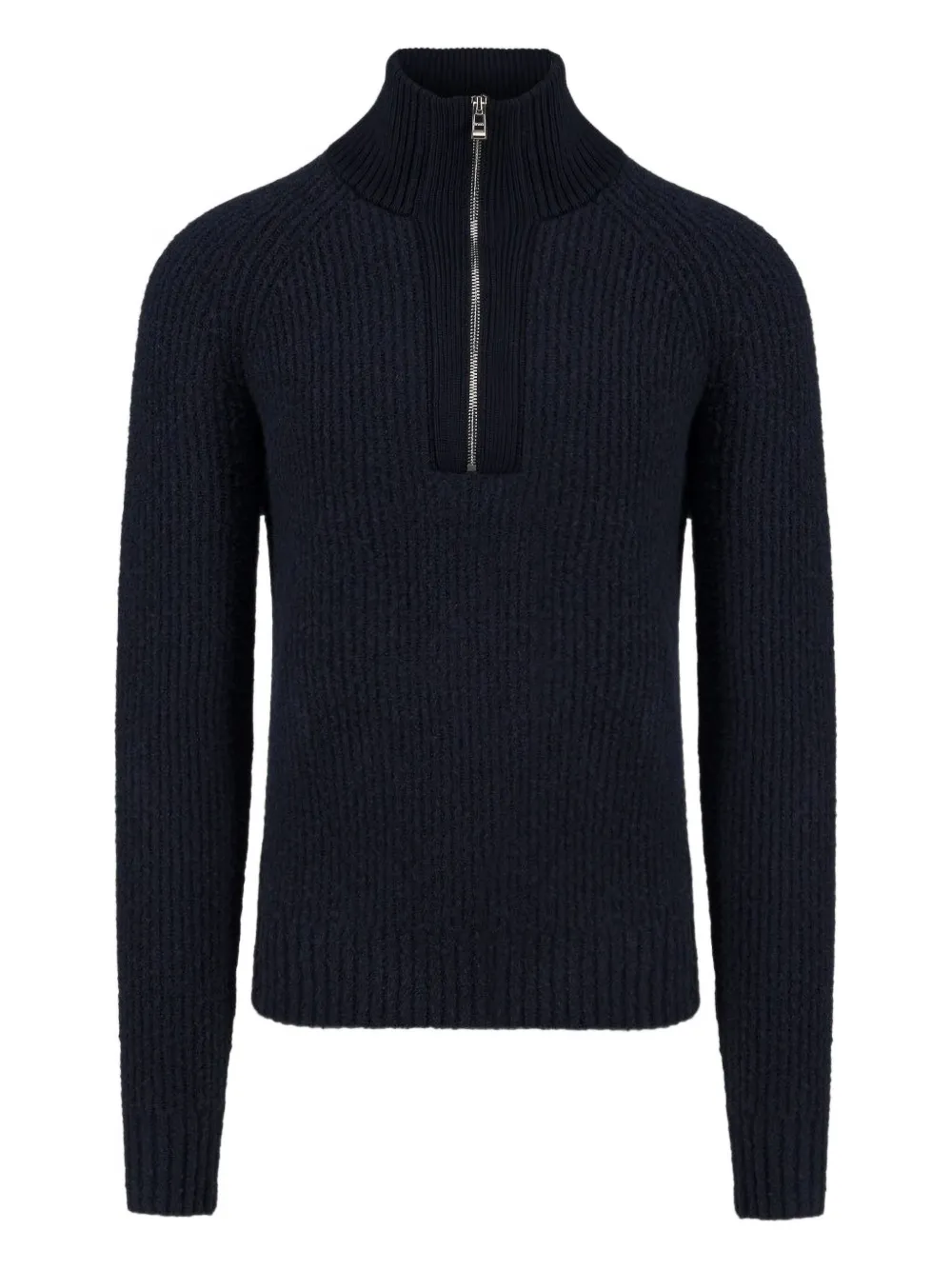 high-neck half-zip sweater