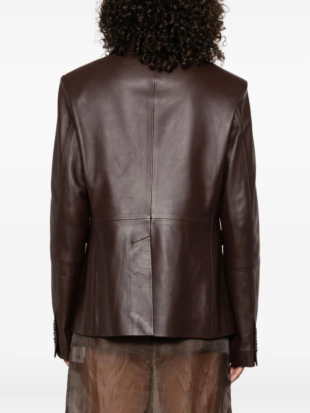 LouLou de Saison Aldo three-button leather jacket Bruin