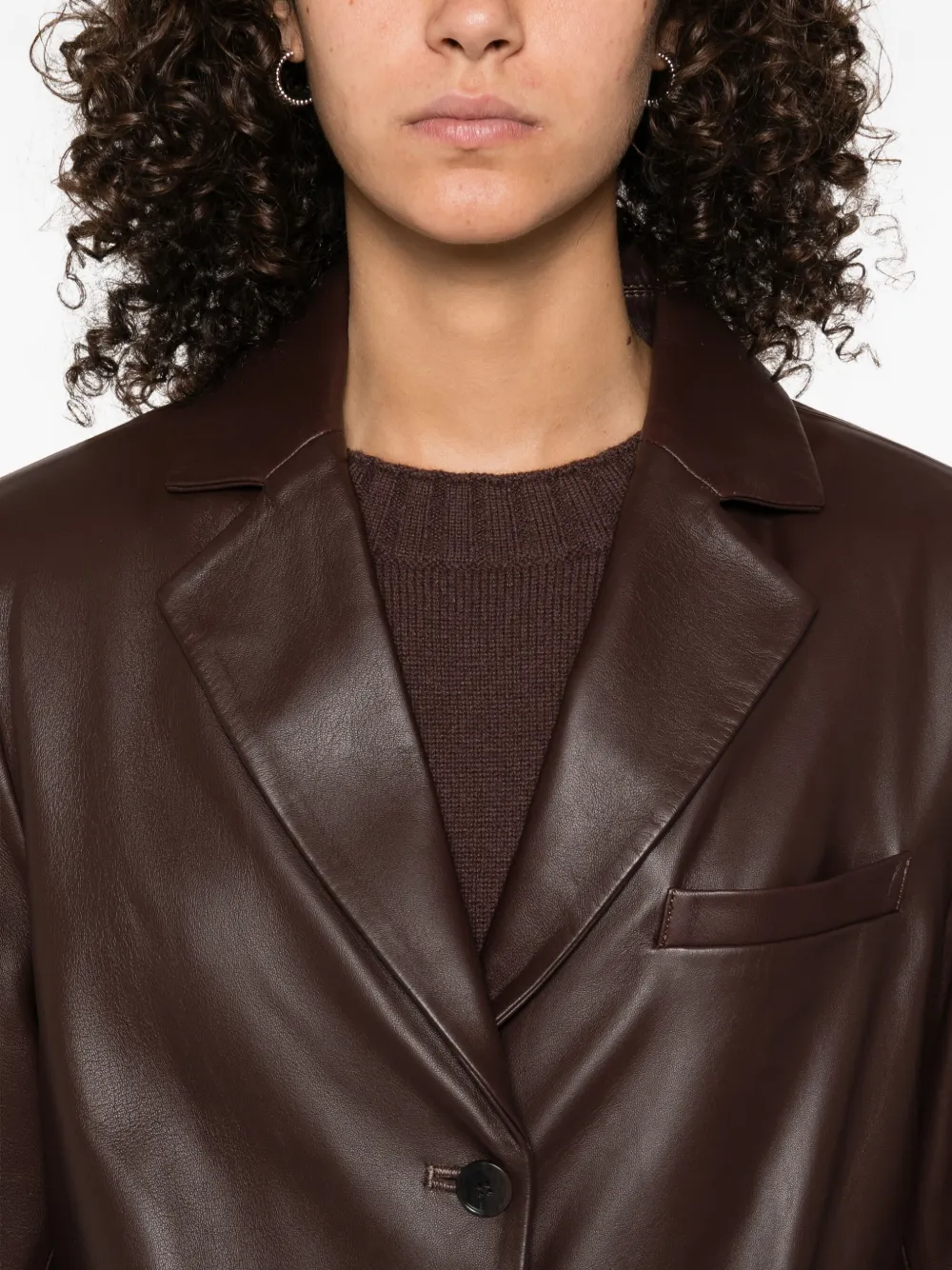 LouLou de Saison Aldo three-button leather jacket Bruin