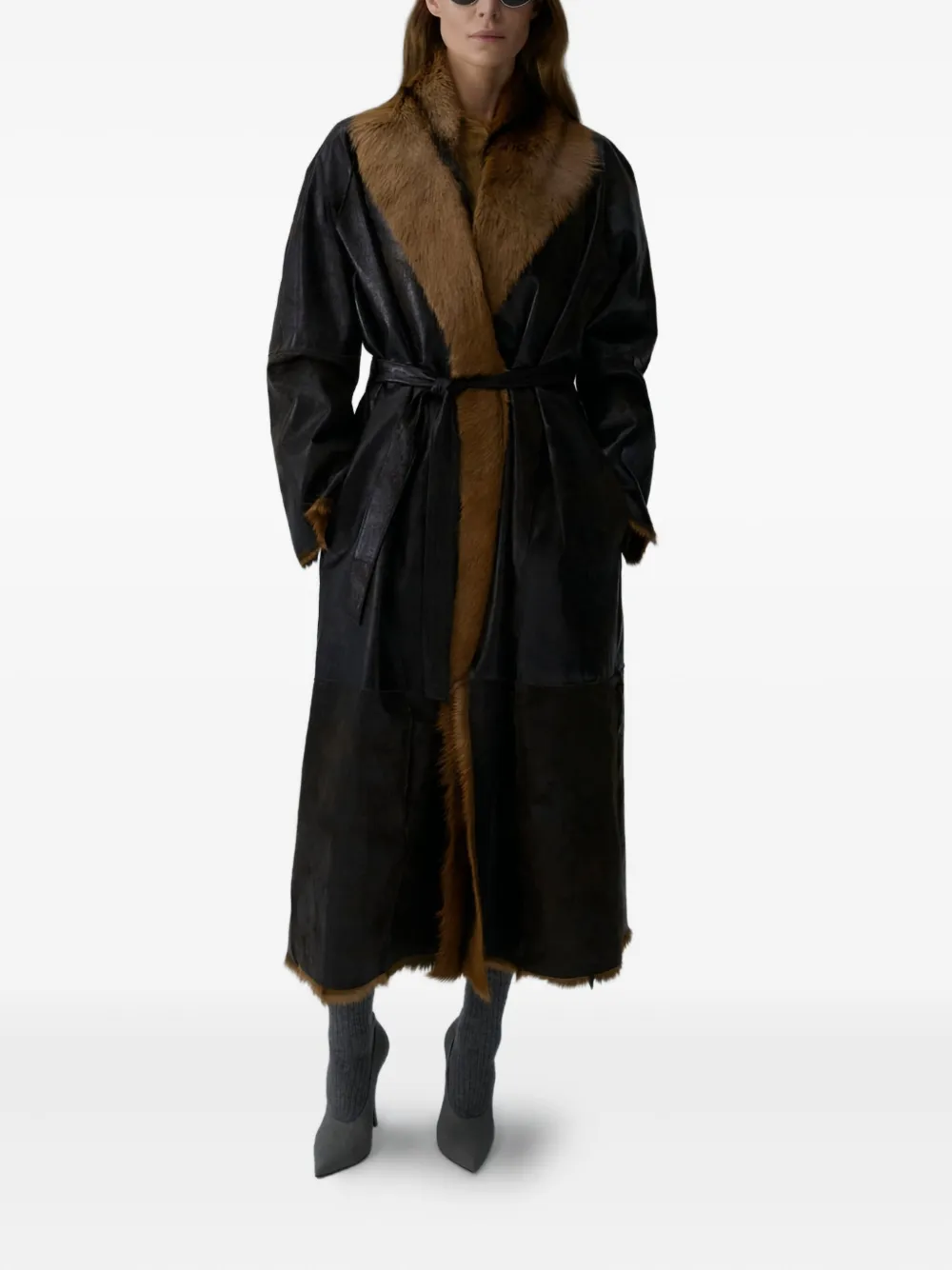 Magda Butrym Belted Wrap Coat In Brown