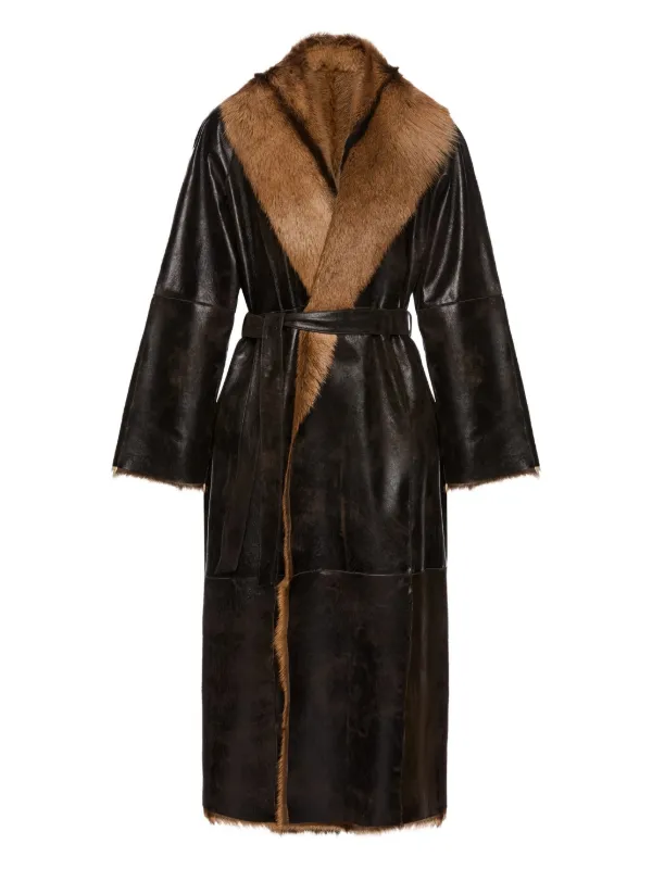 Magda Butrym Belted Wrap Coat in Brown