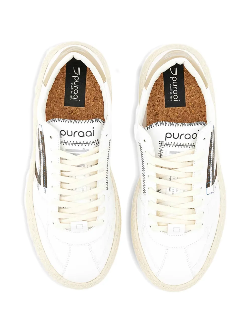 Puraai leather panelled sneakers Neutrals