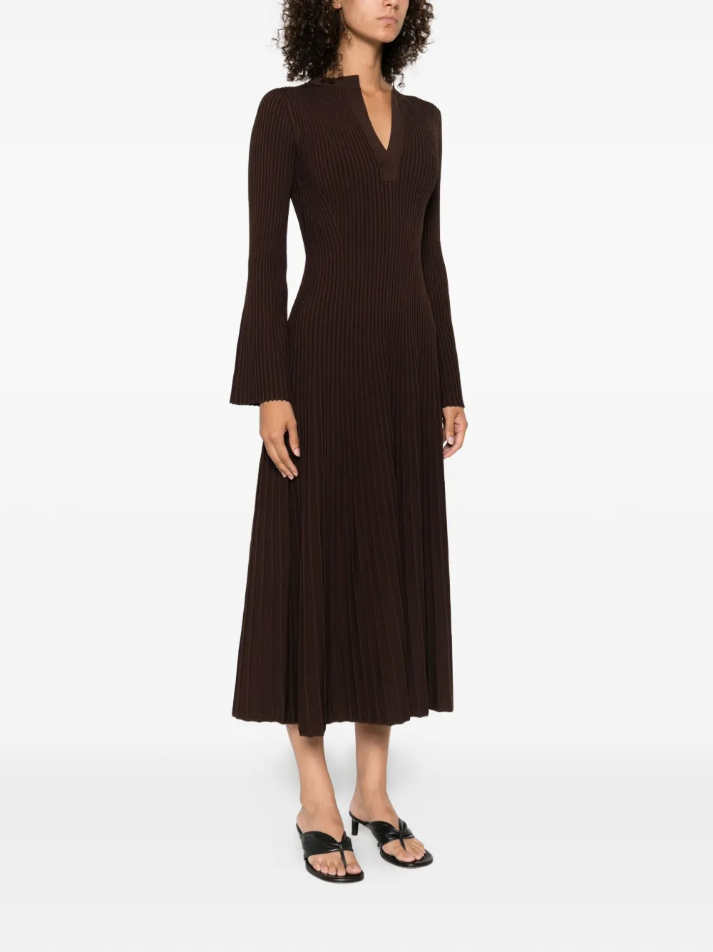 Simkhai ribbed bell-sleeve dress Bruin