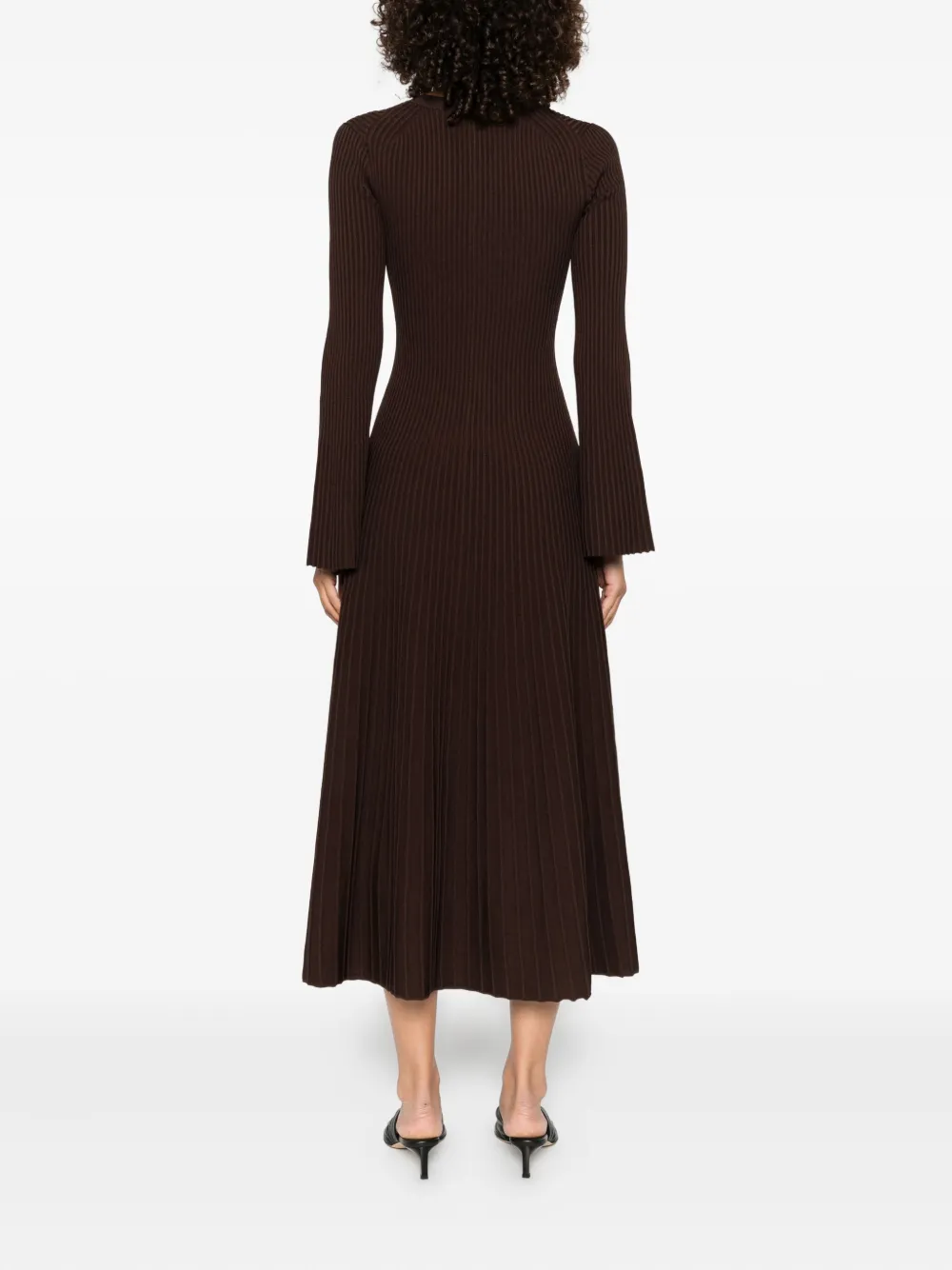 Simkhai ribbed bell-sleeve dress Bruin