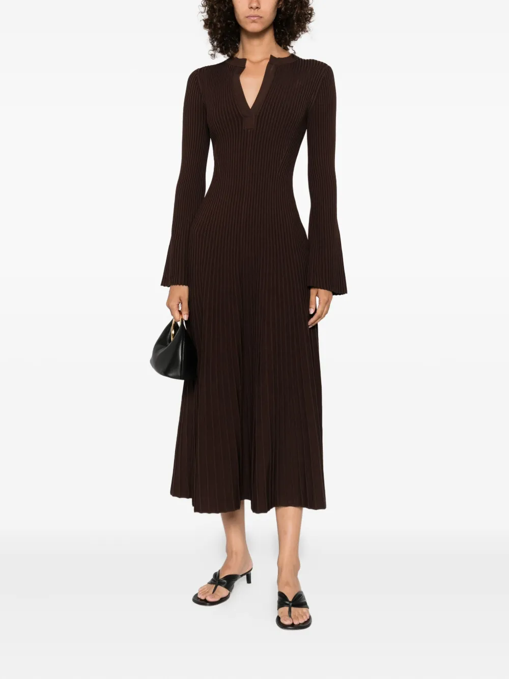 Simkhai ribbed bell-sleeve dress Bruin