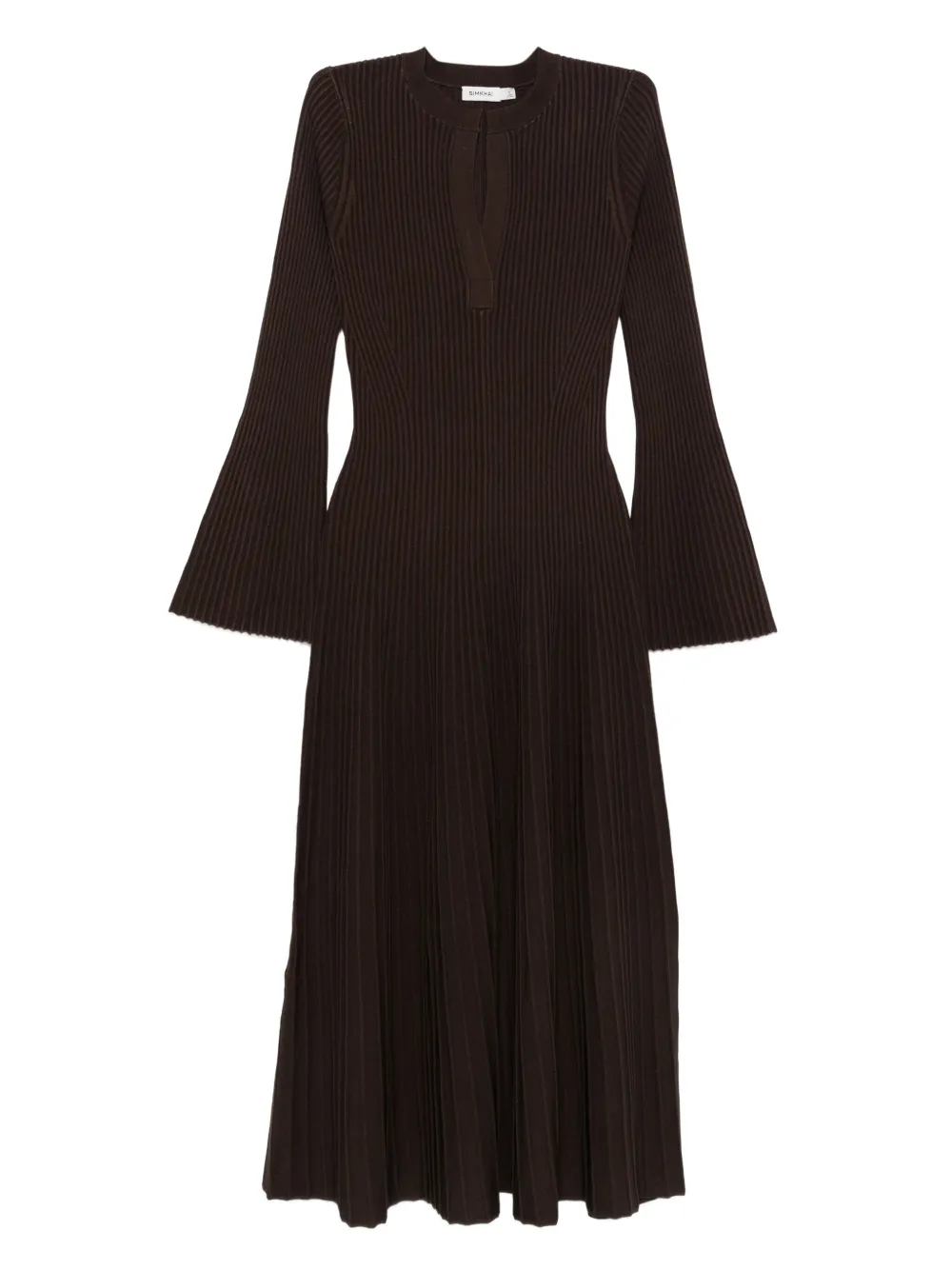 Simkhai ribbed bell-sleeve dress Bruin