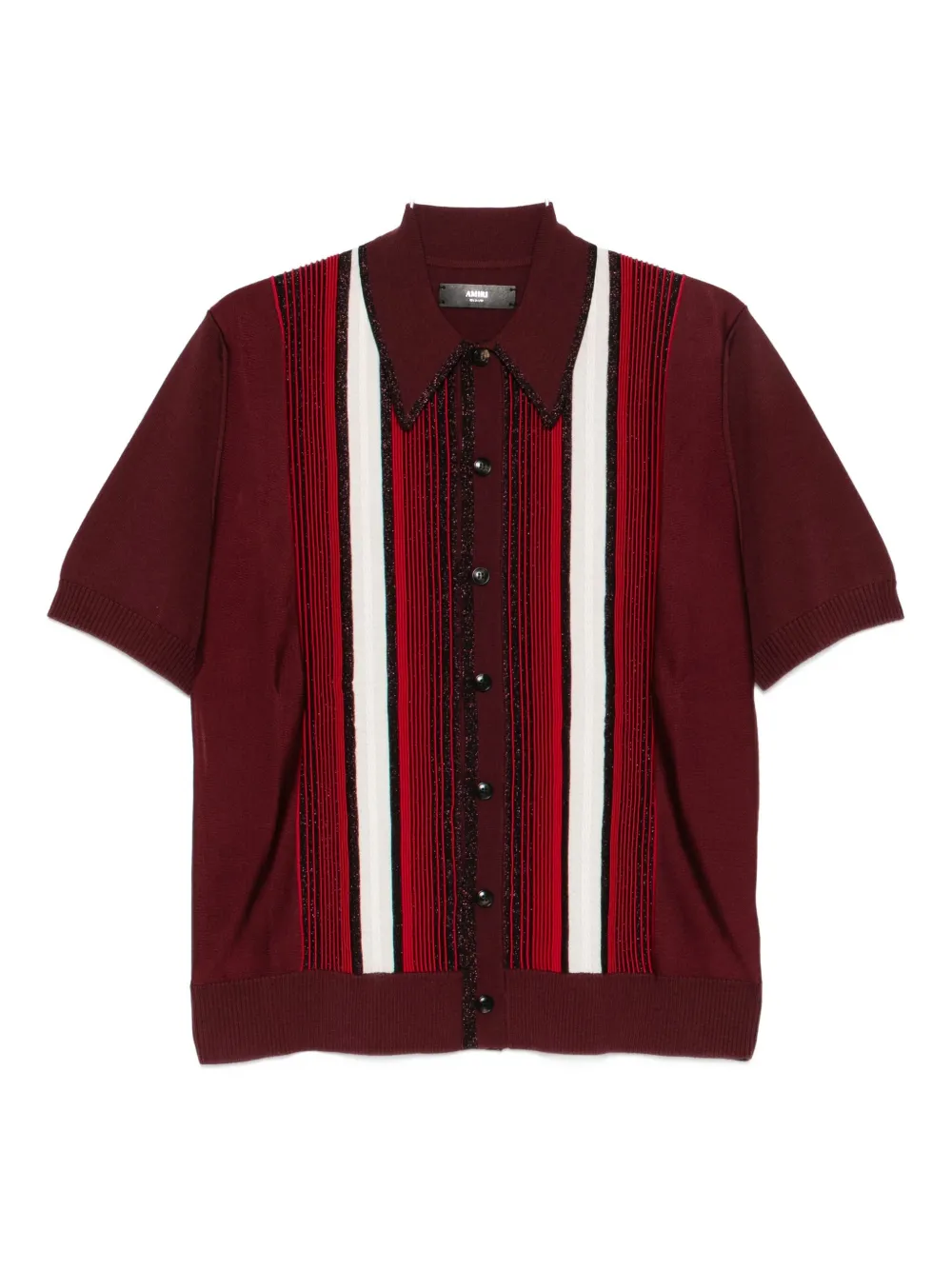 Amiri Striped Shirt With Embellishments And Short Sleeves In Red