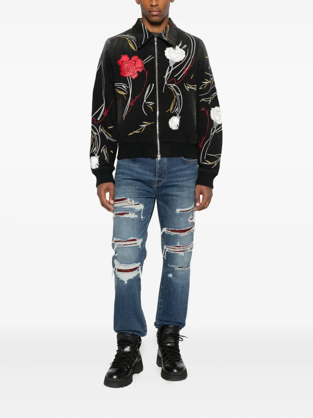 AMIRI floral-embroidered denim jacket | Denim Jackets | Image 2